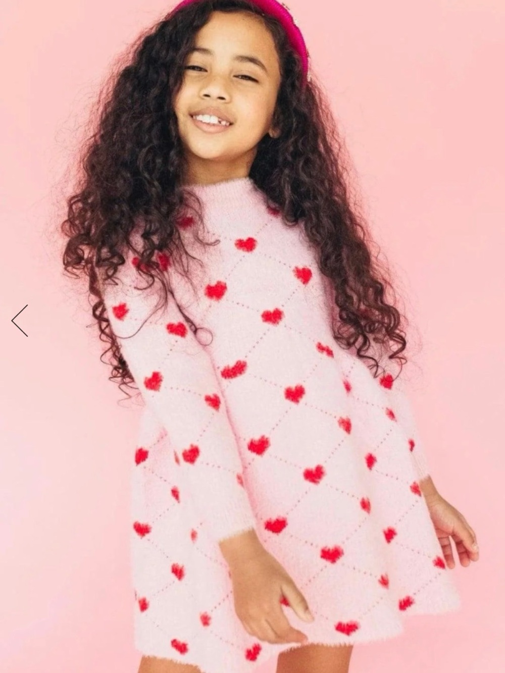 Lola + The Boys Pink Heart Sweater Dress Girls Size 10